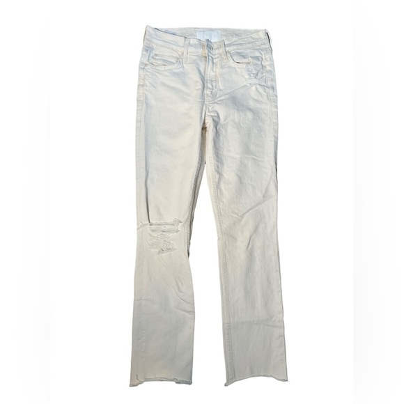Mother Denim The Flirt Chew Ankle Unnatural Acts Ivory Straight Jeans Sz 25 High - Picture 4 of 16